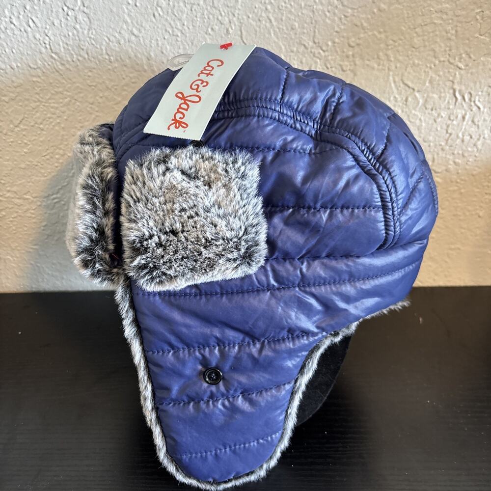 Cat & Jack Boy’s Trapper Blue Hat For Kids One Size Fits Most